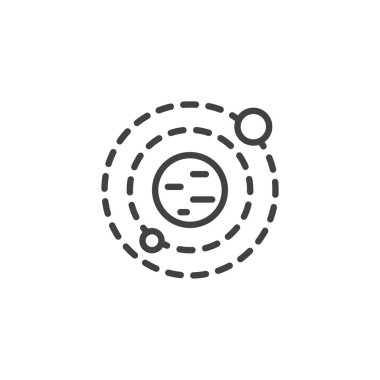 Güneş sistemi anahat simgesi. Mobil kavramı ve web tasarım için doğrusal stili işaret. Astronomi basit çizgi vektör simgesi. Sembol, logo illüstrasyon. Piksel mükemmel vektör grafikleri