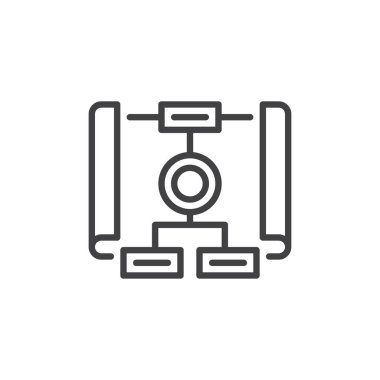 İş planlama anahat simgesi. Mobil kavramı ve web tasarım için doğrusal stili işaret. Basit çizgi vektör simge planlama strateji. Sembol, logo illüstrasyon. Piksel mükemmel vektör grafikleri