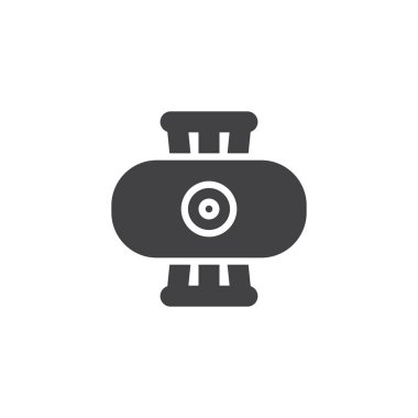 Yemek masası ve iki sandalye görünüm vektör simgesi top. Mobil kavramı ve web tasarım için düz işareti dolu. basit katı simgesi. Sembol, logo illüstrasyon. Piksel mükemmel vektör grafikleri