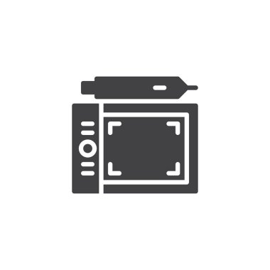 Grafik tablet vektör simgesi. Mobil kavramı ve web tasarım için düz işareti dolu. Dijital resim tahta basit katı simgesi. Sembol, logo illüstrasyon. Piksel mükemmel vektör grafikleri