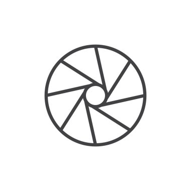 Kamera çekim anahat simgesi. Mobil kavramı ve web tasarım için doğrusal stili işaret. diyafram basit çizgi vektör simgesi. Sembol, logo illüstrasyon. Piksel mükemmel vektör grafikleri