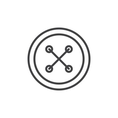 Dört dikiş düğme anahat simgesi delik. Mobil kavramı ve web tasarım için doğrusal stili işaret. Bez düğme basit çizgi vektör simgesi. Sembol, logo illüstrasyon. Piksel mükemmel vektör grafikleri