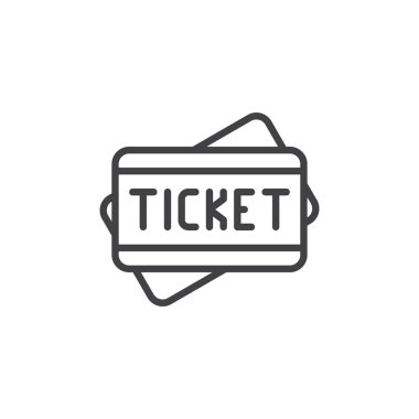 Bilet anahat simgesi. Mobil kavramı ve web tasarım için doğrusal stili işaret. Seyahat biletleri basit çizgi vektör simgesi. Sembol, logo illüstrasyon. Piksel mükemmel vektör grafikleri