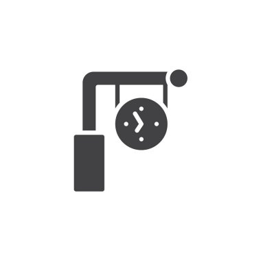 Tren istasyonu saat vektör simgesi. Mobil kavramı ve web tasarım için düz işareti dolu. basit katı simgesi. Sembol, logo illüstrasyon. Piksel mükemmel vektör grafikleri