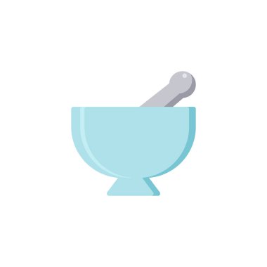 Harç ve havaneli düz simgesi, vektör işareti, renkli sembol üzerinde beyaz izole. Mutfak pounder sembolü, logo illüstrasyon. Düz stil tasarım