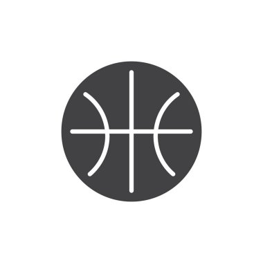 Basketbol topu vektör simgesi. Mobil kavramı ve web tasarım için düz işareti dolu. Spor basit katı idolü. Sembol, logo illüstrasyon. Piksel mükemmel vektör grafikleri