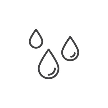 Su damla anahat simgesi. Mobil kavramı ve web tasarım için doğrusal stili işaret. Basit çizgi vektör simgesi yağmur damlaları. sembol, logo illüstrasyon. Piksel mükemmel vektör grafikleri