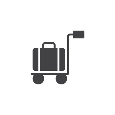 Vagon Bagaj vektör simgesi. Mobil kavramı ve web tasarım için düz işareti dolu. Bagaj arabası sağlam simgesi. Sembol, logo illüstrasyon. Piksel mükemmel vektör grafikleri