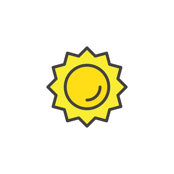 Заполненный Солнцем Значок Контура Знак Вектора Линии Линейная Красочная Пиктограмма — стоковый вектор