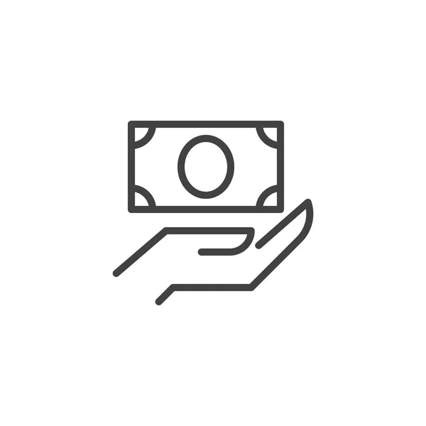 Maintenez Main Dollar Icône Contour Argent Signe Style Linéaire Pour — Image vectorielle