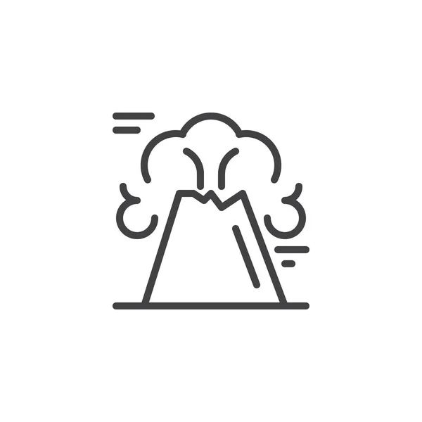 火山山轮廓图标 线性风格符号的移动概念和网页设计 火山喷发简单的线向量图标 徽标插图 像素完美矢量图形 — 图库矢量图片