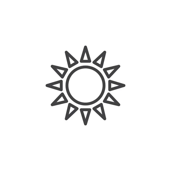 太阳轮廓图标 线性风格符号的移动概念和网页设计 夏季简单线矢量图标 徽标插图 像素完美矢量图形 — 图库矢量图片