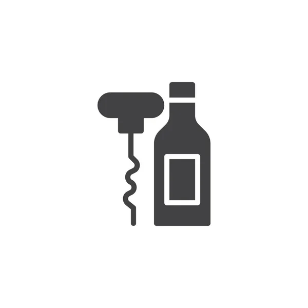 Corkscrew Bottle Wine Vector Icon Filled Flat Sign Mobile Concept — Stock Vector