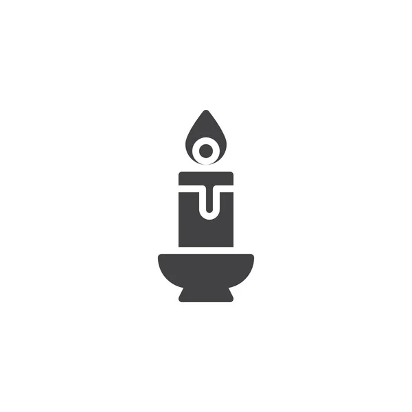 蜡烛矢量图标 填充平面符号的移动概念和网页设计 燃烧蜡烛光简单的固体图标 徽标插图 像素完美矢量图形 — 图库矢量图片