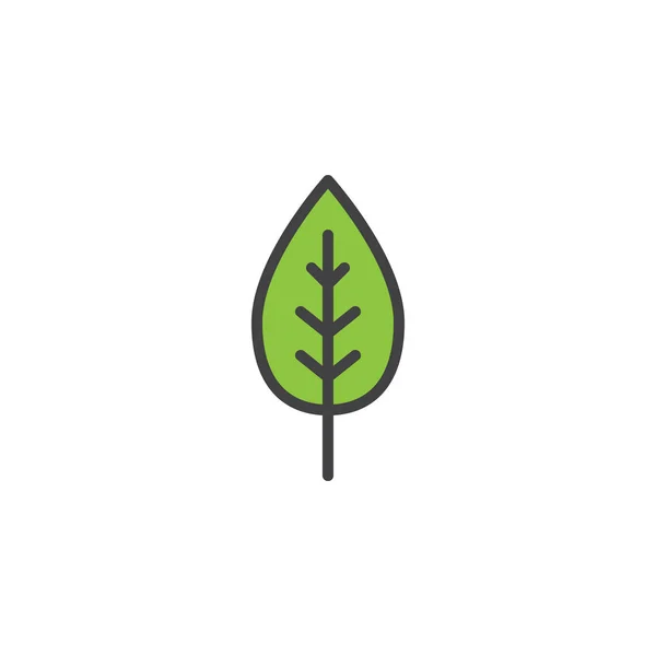 Зелений Лист Заповнений Значком Контуру Лінійний Векторний Знак Лінійна Барвиста — стоковий вектор