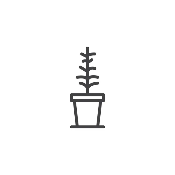 Droge Plant Een Pot Overzicht Pictogram Lineaire Stijl Teken Voor — Stockvector