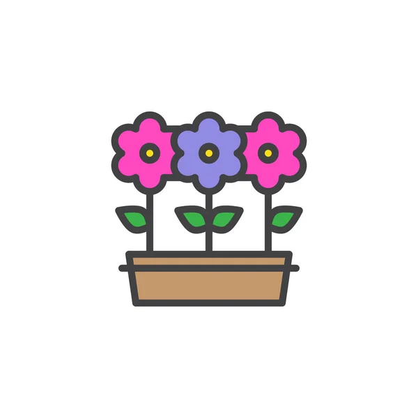 Λουλούδια Λουλούδι Κατσαρόλα Γεμάτα Διάρθρωσης Εικονίδιο Γραμμή Διάνυσμα Εισόδου Γραμμική — Διανυσματικό Αρχείο