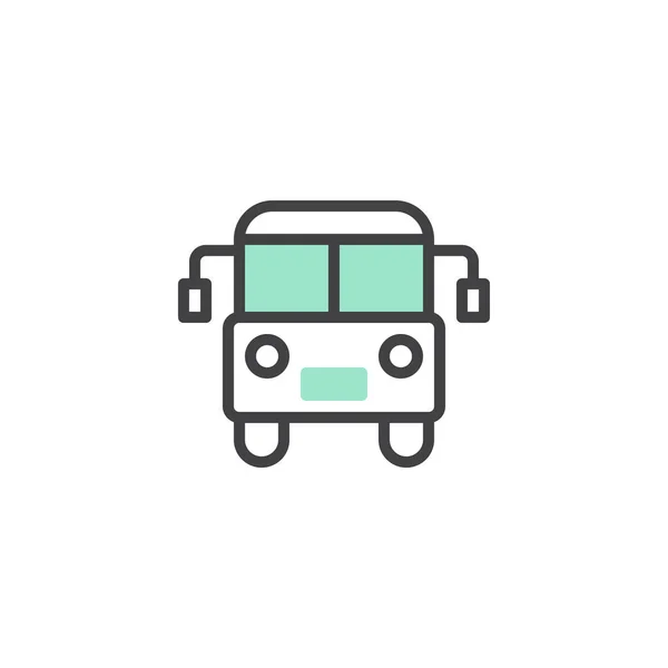 Vetor Ícone Ônibus Sinal Plano Linear Pictograma Bicolor Cores Verde — Vetor de Stock