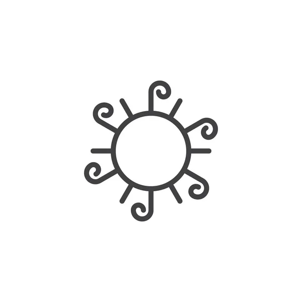 Jarní Slunce Osnovy Ikona Lineární Styl Znak Pro Mobilní Koncepce — Stockový vektor