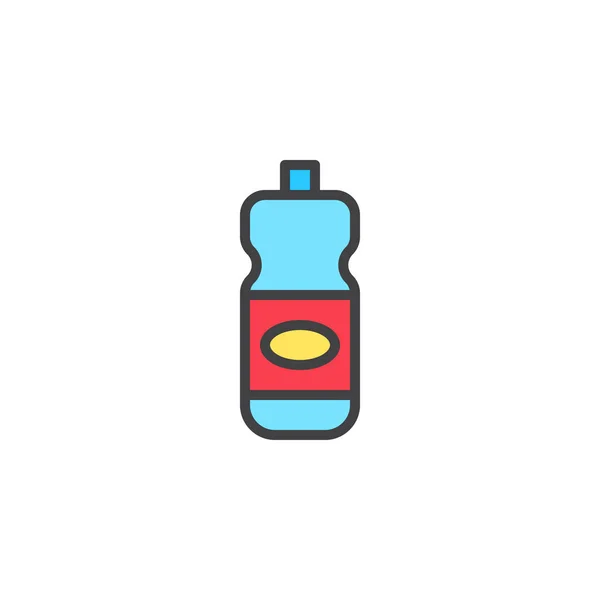 Detergente Botella Llena Icono Del Contorno Signo Vector Línea Pictograma — Vector de stock