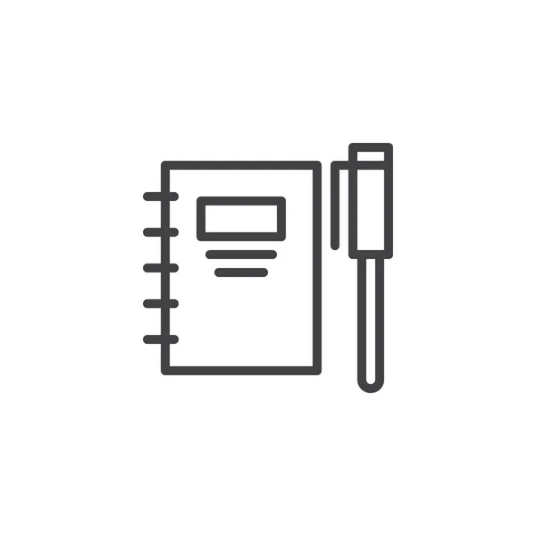 Спіральний Блокнот Піктограма Контуру Ручки Знак Лінійного Стилю Мобільної Концепції — стоковий вектор