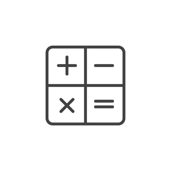 计算器大纲图标 线性风格符号的移动概念和网页设计 数学运算简单的行向量图标 徽标插图 像素完美矢量图形 — 图库矢量图片