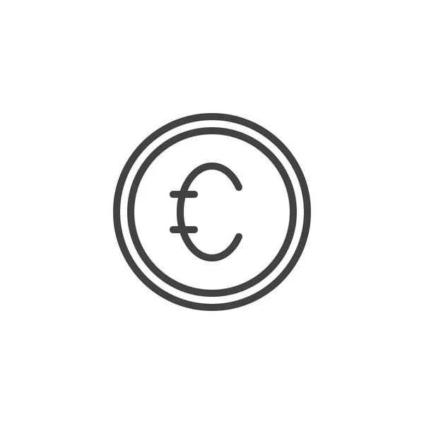 Monnaie Euros Icône Contour Signe Style Linéaire Pour Concept Mobile — Image vectorielle