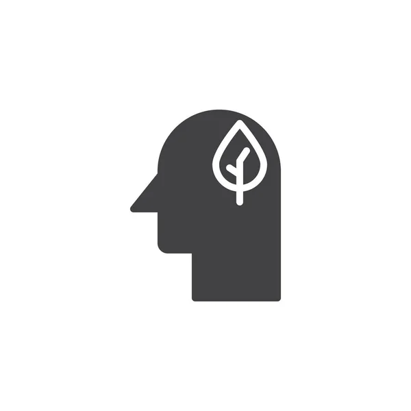 Человеческая Голова Векторным Значком Листа Заполненный Плоский Знак Мобильной Концепции — стоковый вектор
