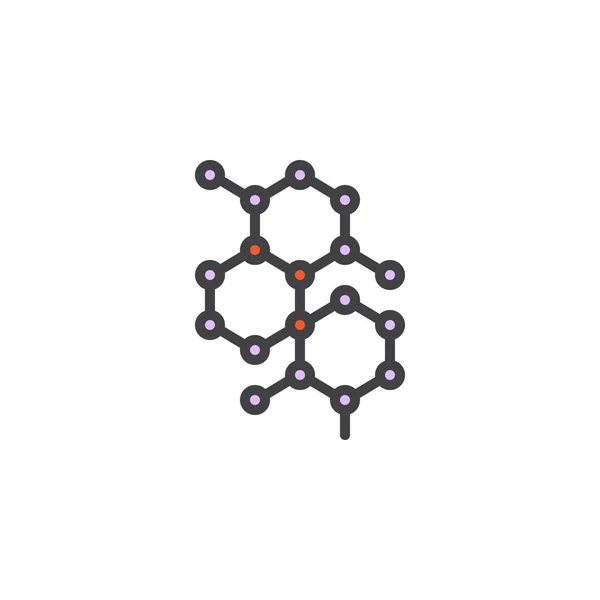 Molekulární Struktura Plné Ikonu Obrysu Linie Vektor Znamení Lineární Barevné — Stockový vektor