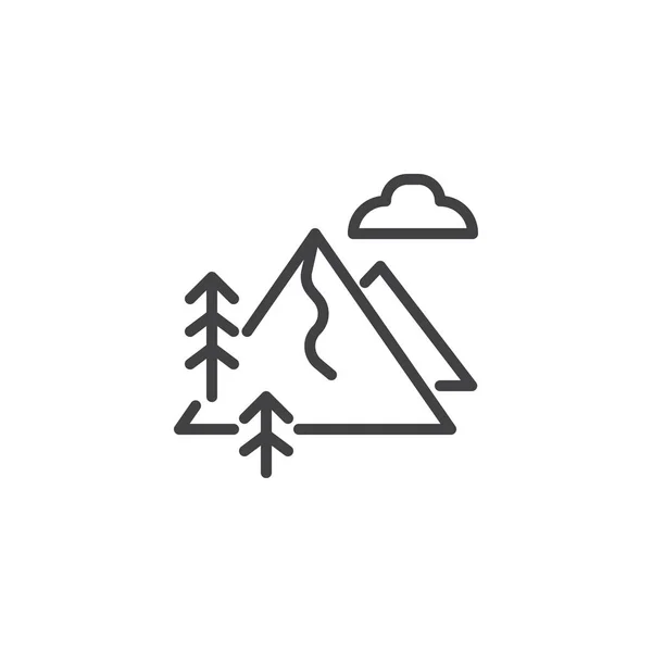 Gunung Lansekap Ikon Tanda Gaya Linier Untuk Konsep Mobile Dan - Stok Vektor