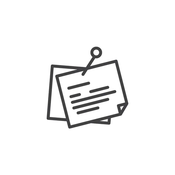 Pengingat Catatan Dengan Ikon Outline Pin Tanda Gaya Linier Untuk - Stok Vektor