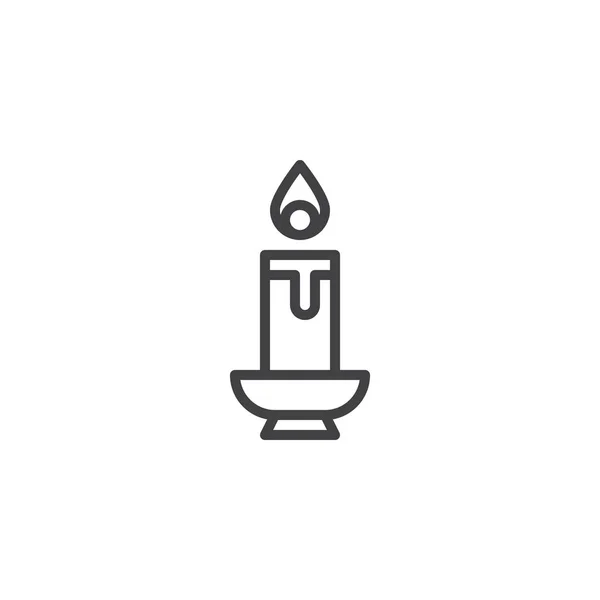 蜡烛轮廓图标 线性风格符号的移动概念和网页设计 燃烧蜡烛灯简单的线矢量图标 徽标插图 像素完美矢量图形 — 图库矢量图片