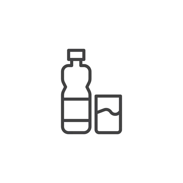 Μπουκάλι Νερό Και Γυαλί Διάρθρωσης Εικονίδιο Γραμμικό Στυλ Σημάδι Για — Διανυσματικό Αρχείο