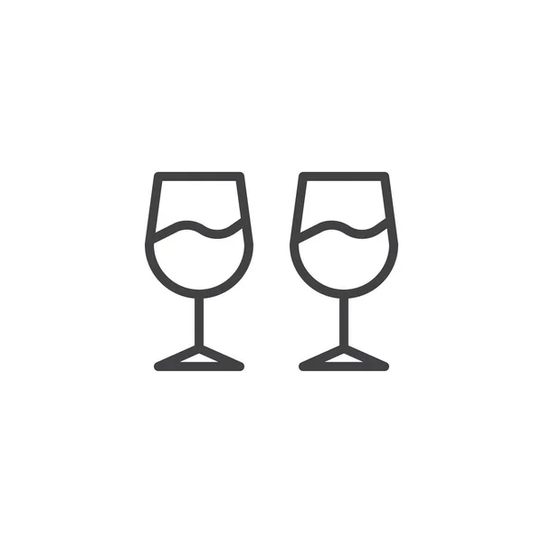 ワイングラスはアウトラインのアイコンです 携帯電話の概念と Web デザインの直線的なスタイルの標識です つ眼鏡シンプル ライン ベクトルのアイコン シンボル ロゴの図 ピクセル完璧なベクトル — ストックベクタ