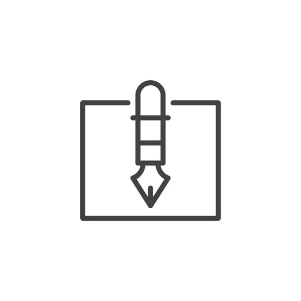 Ручка Фонтана Иконка Контура Бумаги Знак Стиля Мобильной Концепции Веб — стоковый вектор