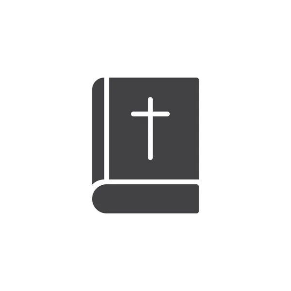 圣经书与交叉向量图标 填充平面符号的移动概念和网页设计 圣书简单的实心图标 徽标插图 像素完美矢量图形 — 图库矢量图片