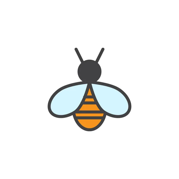 Заполненная Пчелами Иконка Контура Знак Вектора Линии Линейная Красочная Пиктограмма — стоковый вектор