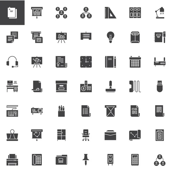 Zakelijke Universele Vector Icons Set Moderne Solide Symbool Collectie Gevulde — Stockvector