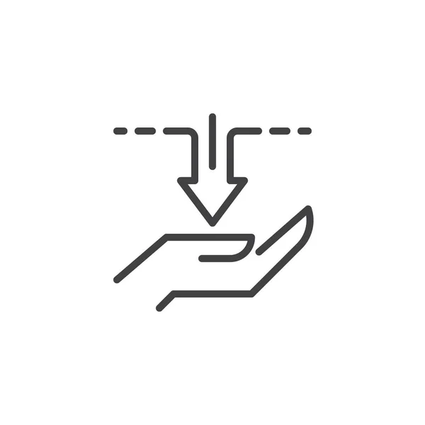 Hand Mit Einkommenspfeil Umreißen Symbol Lineares Stilschild Für Mobiles Konzept — Stockvektor
