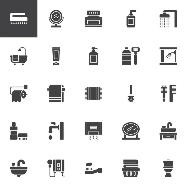 Toilet Badkamer Vector Icons Set Moderne Solide Symbool Collectie Gevulde — Stockvector