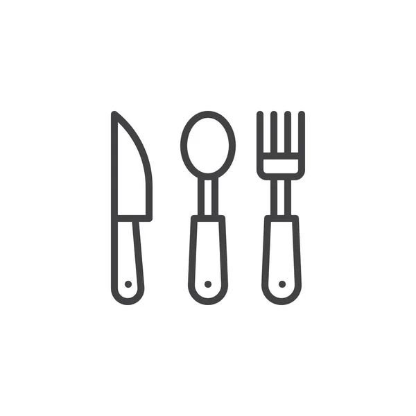 Cuchara Tenedor Icono Contorno Cuchillo Signo Estilo Lineal Para Concepto — Archivo Imágenes Vectoriales