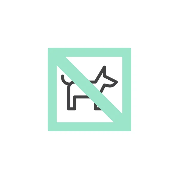 没有宠物图标向量 平面标志 双色象形文字 绿色和灰色的颜色 没有狗的标志 标志例证 — 图库矢量图片