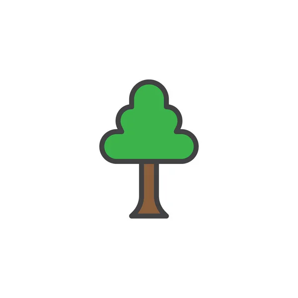 Ikon Pohon Yang Terisi Tanda Vektor Garis Piktogram Berwarna Warni - Stok Vektor
