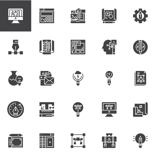 Conjunto Iconos Vectoriales Ideas Creatividad Colección Símbolos Sólidos Modernos Paquete — Archivo Imágenes Vectoriales