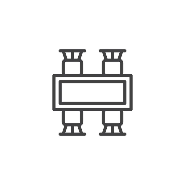 ダイニング テーブルと椅子の上部は アウトラインのアイコンを表示します 携帯電話の概念と Web デザインの直線的なスタイルの標識です シンプルなラインのベクトルのアイコン シンボル ロゴの図 ピクセル完璧なベクトル — ストックベクタ
