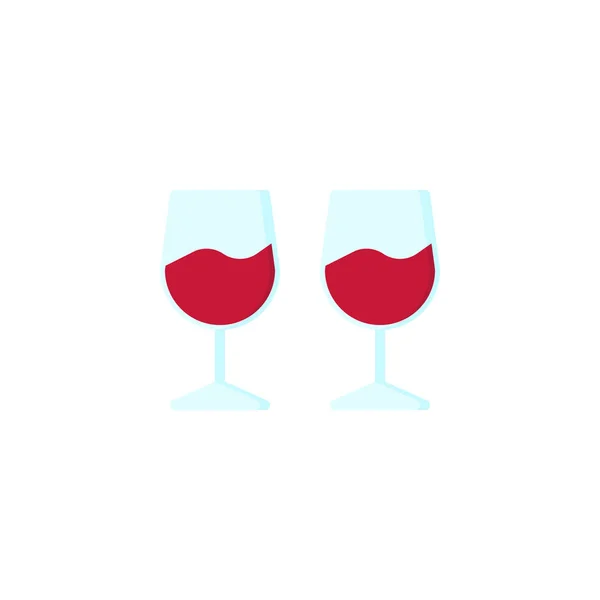 ワイングラス フラット アイコン ベクトルに署名 カラフルな絵文字白で隔離 つのメガネのシンボル ロゴの図 フラット スタイルのデザイン — ストックベクタ