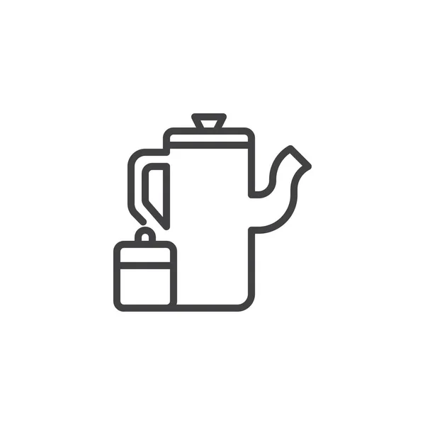 Çay Pot Şeker Kase Anahat Simgesini Tıklatın Mobil Kavramı Web — Stok Vektör