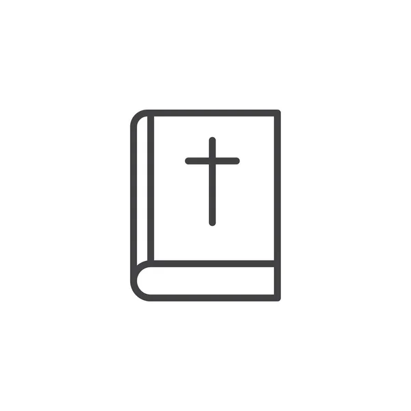 Libro Biblia Con Icono Del Contorno Cruz Signo Estilo Lineal — Vector de stock