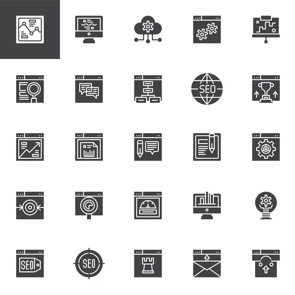 Seo Online Marketing Vector Icons Set Modern Solid Symbol Collection — Stock Vector