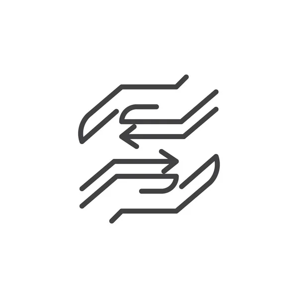 Zeiger Mit Pfeilen Umreißen Das Symbol Lineares Stilschild Für Mobiles — Stockvektor